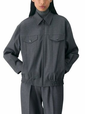 Aritzia Babaton Telegraph Relaxed Fit Bomber Jacket Grey (Re)ssential Sz L